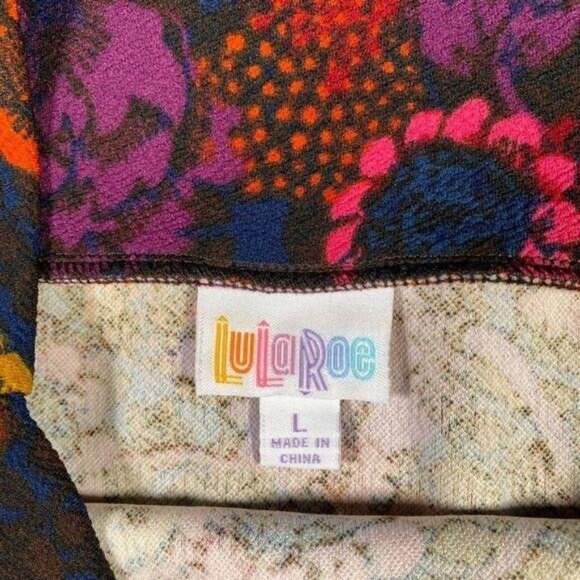 LuLaRoe CASSIE Pencil Skirt Navy Blue Retro Flower Large L NWT LLR Unicorn HTF - Picture 4 of 5